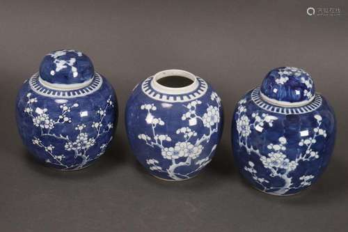 Three Chinese Blue and White Jars,