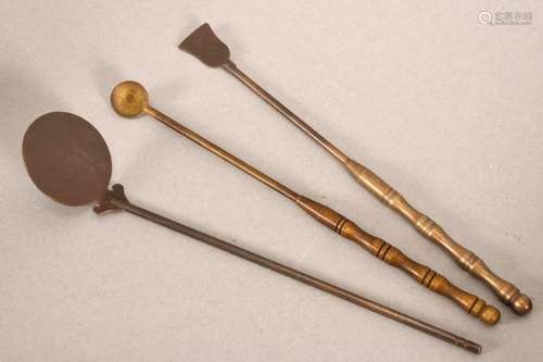 Set of Three Chinese Bronze Opium Tools,