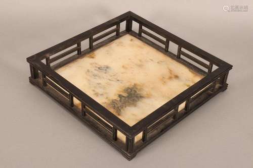 Chinese Wood and Dali Marble Scholars Tray,