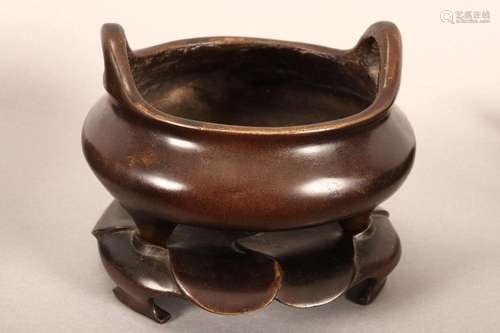 Good Chinese Bronze Censer and Stand,