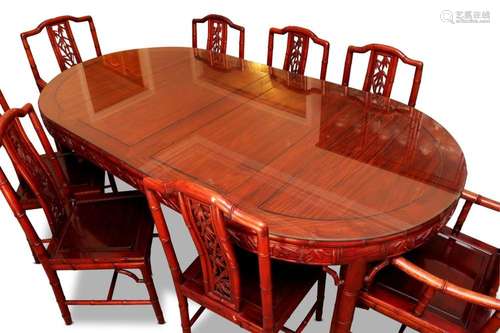 Chinese Dining Table and Eight Chairs,