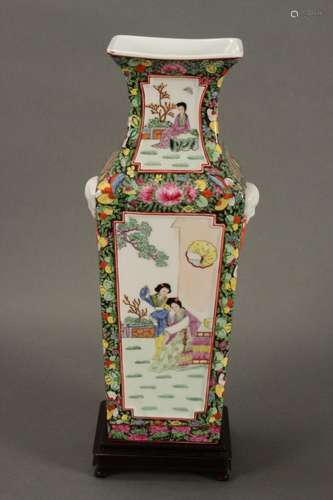 Large Chinese Famille Vert Porcelain Vase,