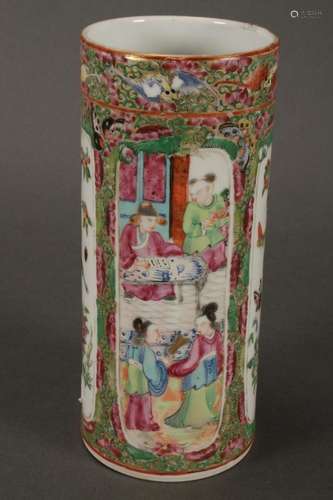 Cantonese Qing Dynasty Porcelain Brush Pot,