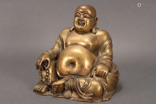 Large Chinese Gilt Bronze Laughing Buddha,