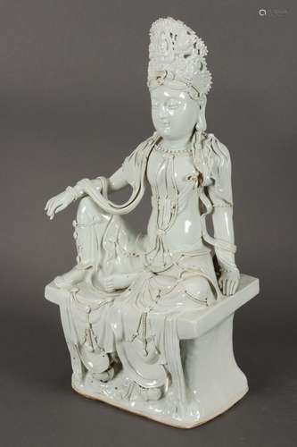 Large Chinese Pale Celadon Guanyin,