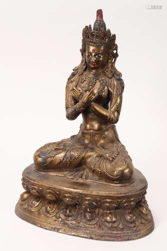 Sino-Tibetan Gilt Figure of Vajrasattva,