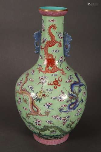 Chinese Twin Handled Porcelain Vase,