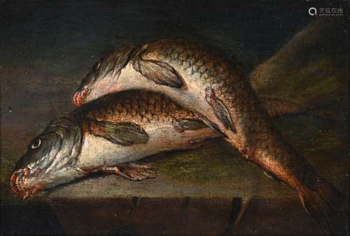 " Nature morte aux poissons". École du nord du XVI...