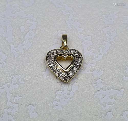 Pendentif or jaune serti de diamants - or 1,85 g