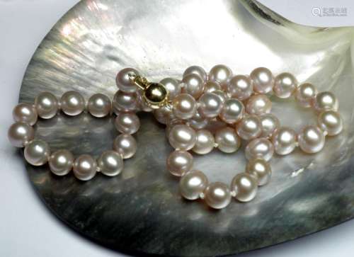 Important collier en perles de culture diamètre 10,5 - 11 mm...