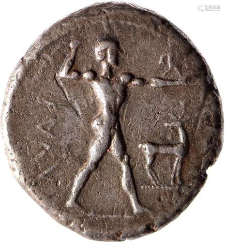 BRUTTIUM, Caulonia (475-425). Statère (7.93 g) à l’Apollon n...