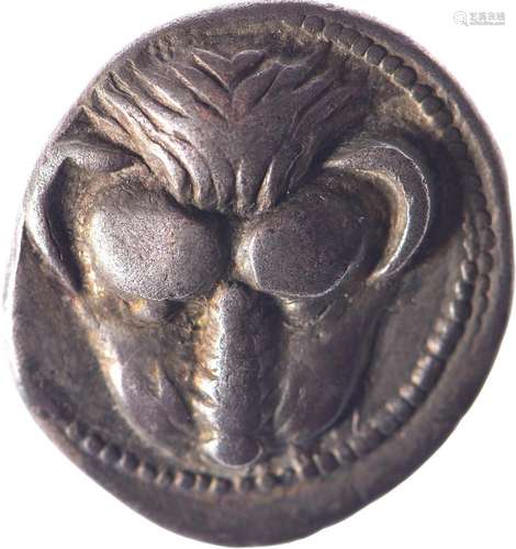 BRUTTIUM, Rhegium (466-415). Drachme (4.19 g) au mufle de li...