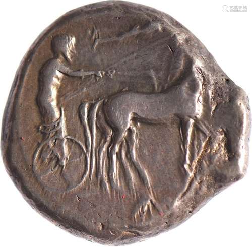 SICILE, Géla (480-470). Tétradrachme (17,62 g) au quadrige a...