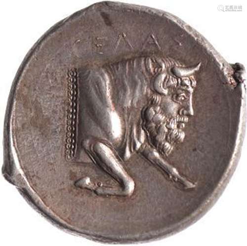 SICILE, Géla (466-413). Tétradrachme (17,46g) au Bige au pas...