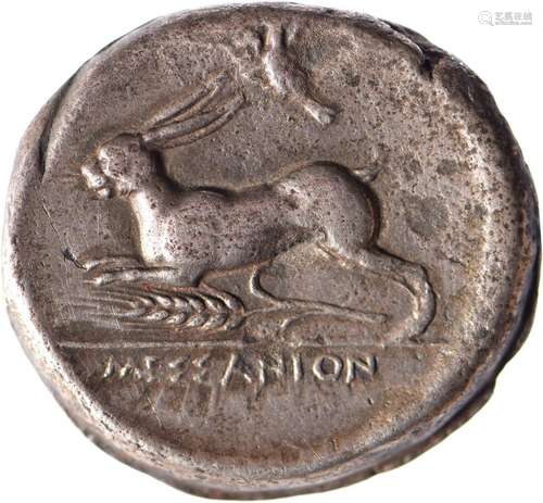 SICILE, Messine (461-396). Tétradrachme (16.82 g) au lièvre ...