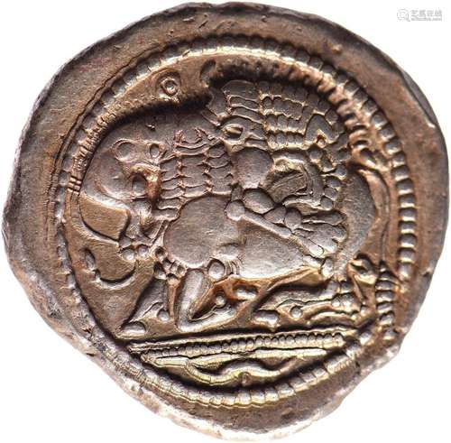 CHALCIDIQUE, Acanthe (525-470). Tétradrachme (17.14 g) au li...