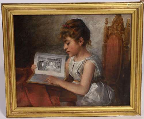 BEAU TABLEAU "JEUNE FEMME À LA LECTURE" - ÉCOLE FR...