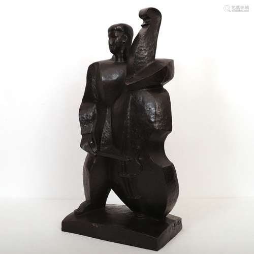 SCULPTURE CUBISTE "LE VIOLONCELLISTE" de Pablo Cur...