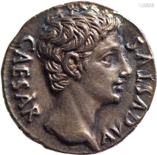 ROME, Auguste (29 av.-14). Denier (3.73 g) au buste nu de l’...