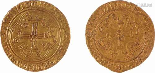 CHARLES VII (1422-1461). Lot de deux écus à la couronne du 3...