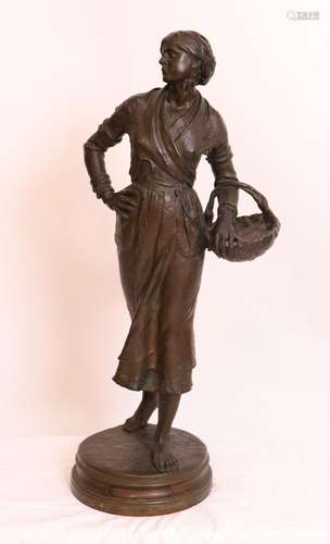 BRONZE "PAYSANNE AU PANIER" d'Ernest Charles GUILB...