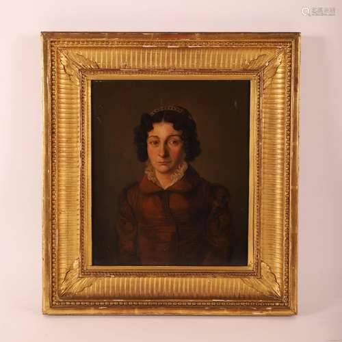 TABLEAU "PORTRAIT DE FEMME DU XIXe" <br />
Huile s...