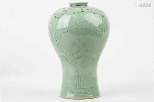 Korean celadon plum vase with Fengyan mark, 20th Century