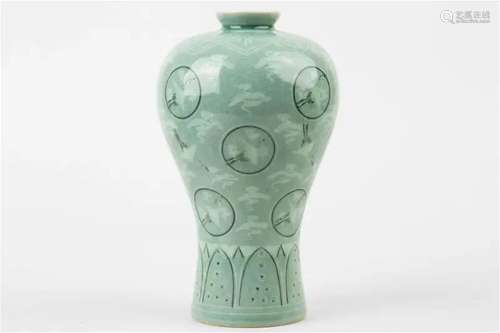 Korean celadon plum vase with Fengyan mark, 20th Century