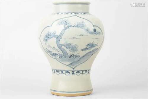 Korean porcelain blue and white double consecrated Ruyi patt...