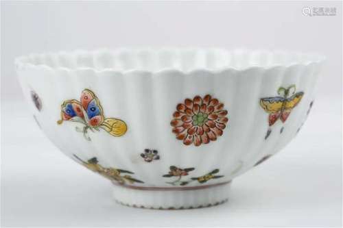 Flower mouth Gualeng Hundred flowers Butterfly pattern bowl ...