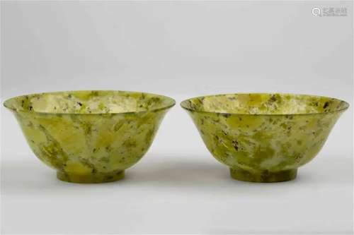 Pair of jade bowls, 20th century