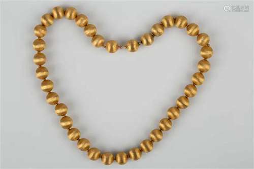 14K gold brushed lucky bead necklace 50g, late Qing dynasty