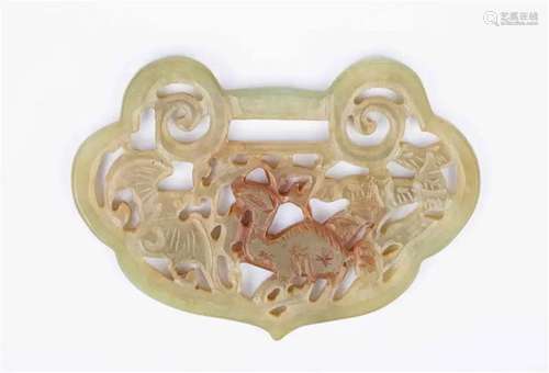 Old jade Ruyi hollow carved plaque