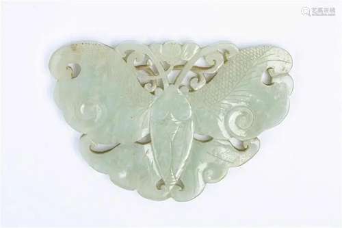 Old blue-white jade butterfly-shaped jade plaque