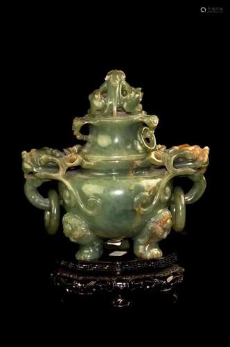 JADEITE INCENSE BURNER, LATE QING/REPUBLIC OF CHINA