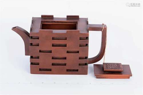 DOUBLE 'XI' ZISHA TEAPOT BY CHEN CHANG SHENG