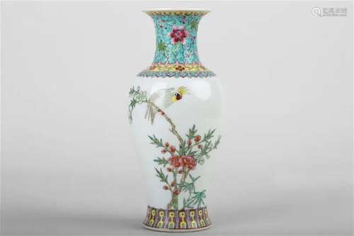 Made in Jingdezhen, China, famille rose flower and bird poet...