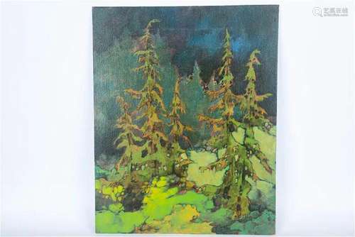 ACRYLIC ON CANVAS 'GREENS' BY DAVID LANGEVIN IN 1995