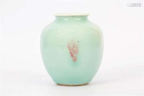 DA QING KANG XI NIAN ZHI' SMALL RED JAR IN SKY GREEN GLA...