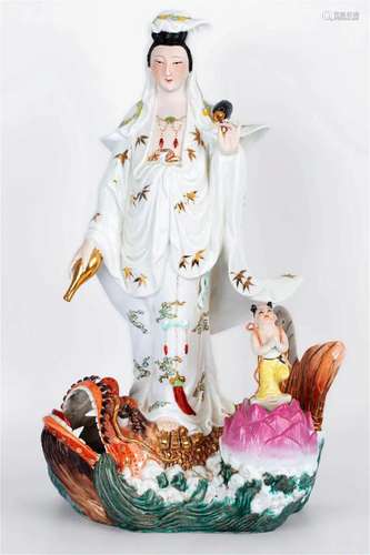 DU ZHAN AO TOU' FAMILLE ROSE 'JING PING GUANYIN'...