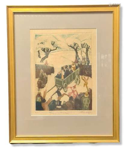 Fernand Verhaegen (1883-1975)., La Pasquée., Lithographie co...