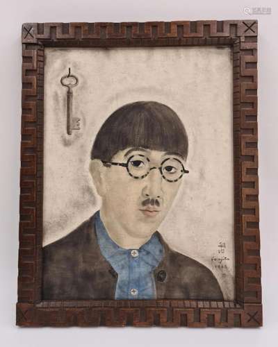 Léonard Tsuguharu FOUJITA (1886-1968)., Autoportrait à la cl...