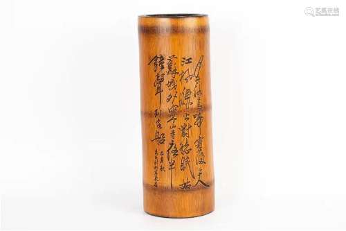 A POETRY BAMBOO BRUSH HOLDER, 19TH CENTURY