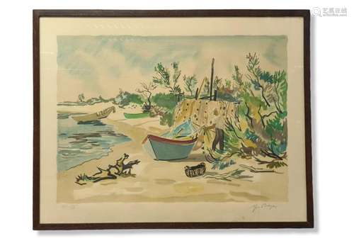 Yves BRAYER (1907-1990)., Bateau sur la rive., Lithographie ...