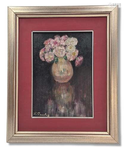 Pierre PAULUS (1881–1959)., Nature morte au vase fleuri., Hu...