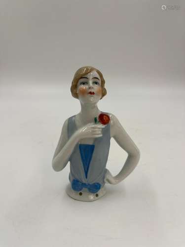 Buste de poupée Art Deco en porcelaine., Vers 1920, Ht: 13 c...