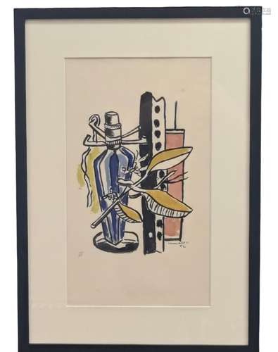 Fernand LEGER (1881-1955)., La bouteille bleue. 1951., Litho...