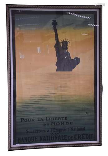 Affiche ancienne bien encadrée., « Banque nationale de crédi...