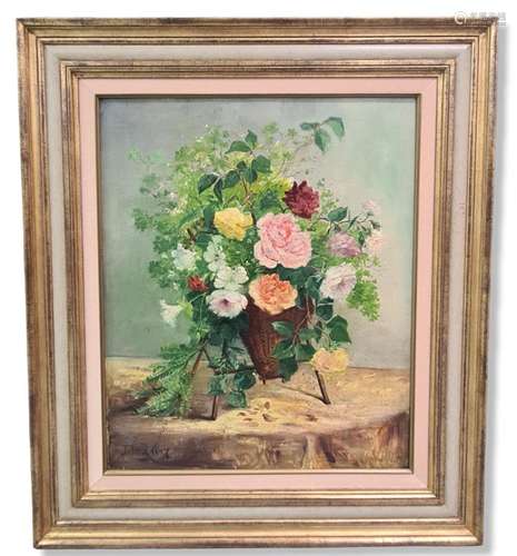 Jules RAGOT (1835-1912)., Nature morte au bouquet de fleurs....