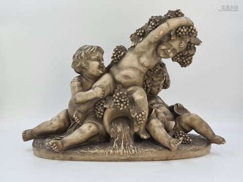 Groupe de putti aux raisins en terre cuite dans le gout de C...